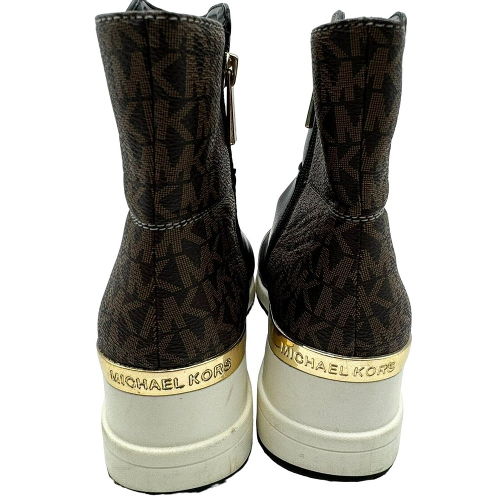 MICHAEL KORS Women's size 5 ( Youth 3) Neo Lorna Logo Print Wedge Booties‎ Shoe - Picture 3 of 7